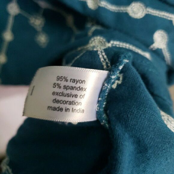 Lane Bryant Blue White Embroidery Stretchy Soft Dress Pockets Women's Size 14/16 - Picture 10 of 10